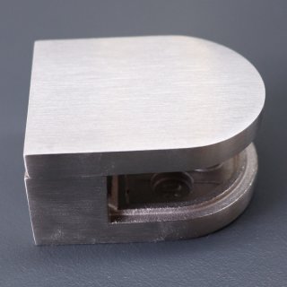 Klemmhalter 40 x 50mm halbrund mit geradem Anschluss für 6mm Platten V2A geschliffen